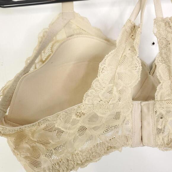 Aerie Bra Womens 36B Lace Bralette Padded Cups Strappy Crossed Back Cream - Picture 12 of 13